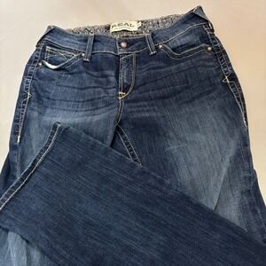 Ariat Real Riding Jean Women 31R Blue Excellent Mid Rise Boot Spitfire 10011683